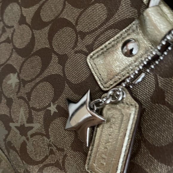 Coach Heritage Star Print Signature C Gold Brown Tote Bag MSRP $298.00 - Picture 8 of 11